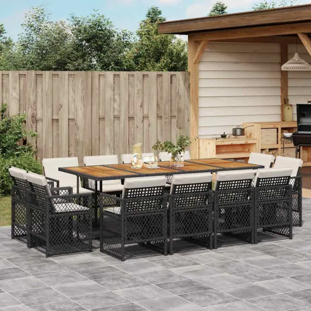 vidaXL 13-delige Tuinset met kussens poly rattan bruin