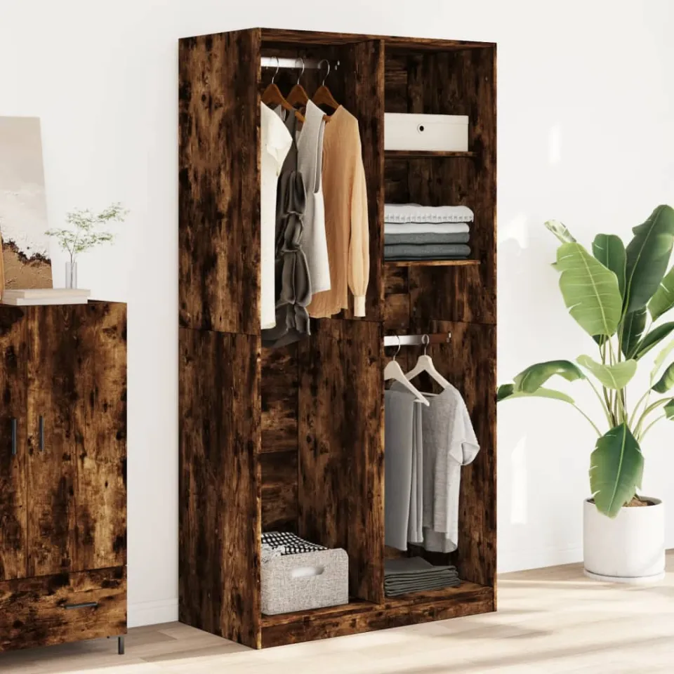 vidaXL Kledingkast 100x50x200 cm bewerkt hout gerookt eikenkleurig, foto 2