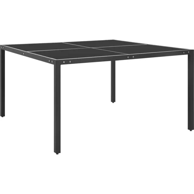 vidaXL Tuintafel 130x130x72 cm staal en glas antracietkleurig, foto 2