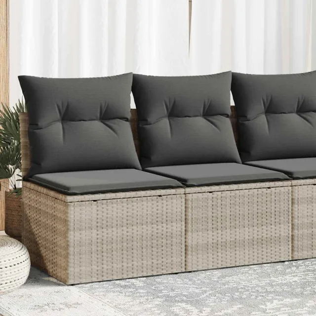 vidaXL 2-delige Loungeset met kussens poly rattan acacia lichtgrijs