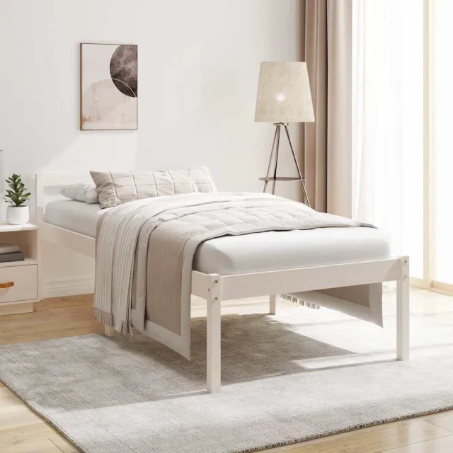 vidaXL Seniorenbed massief grenenhout wit 90x190 cm