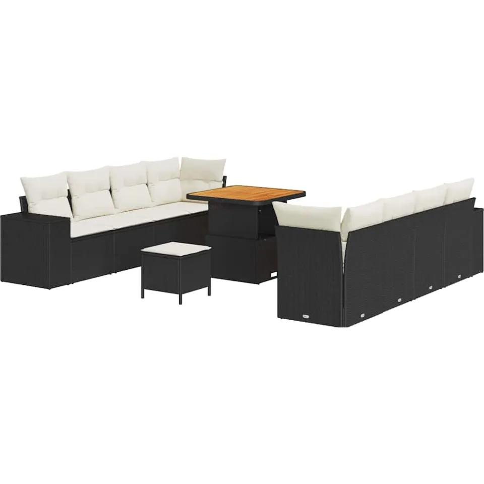 vidaXL Tuin Sofa Set 11 st Zwart poly rattan