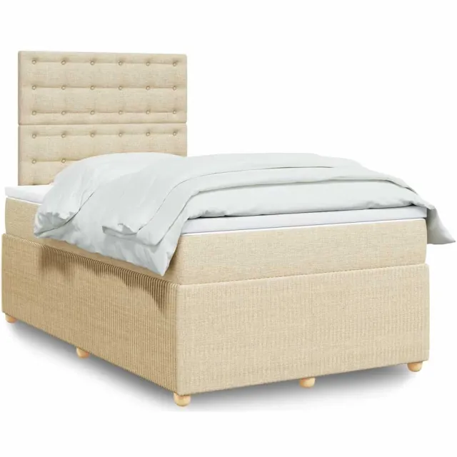 vidaXL Boxspring met matras stof crèmekleurig 120x200 cm