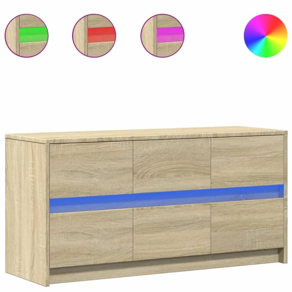 vidaXL Tv-meubel met LED 100x34x50 cm bewerkt hout sonoma eikenkleurig Bruin
