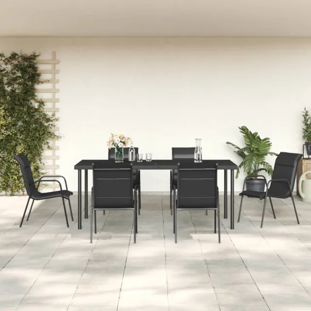 vidaXL 7-delige Tuinset textileen en staal zwart, foto 2