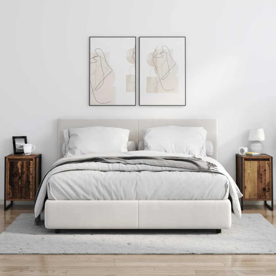 vidaXL Nachtkastje 2 st Oud Hout 39,5 x 30 x 50 cm Bewerkt hout bruin, foto 4