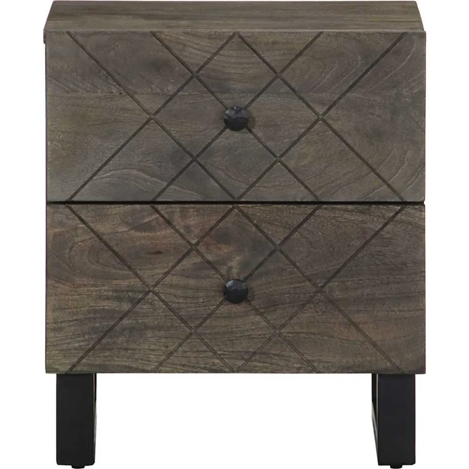 vidaXL Nachtkastje 40x33x46 cm massief mangohout zwart, foto 3