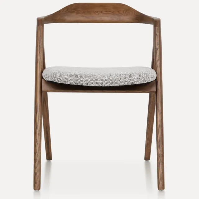 in& out door furniture Houten stoel ,eetkamer stoel ,Walnoten/ Gebroken wit- Set Van Twee