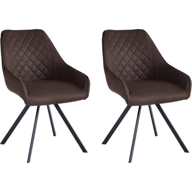 Colenis Elias Eetkamerstoel - Set Van 2 - Bruin - Microfiber Stof - 180° draaibaar