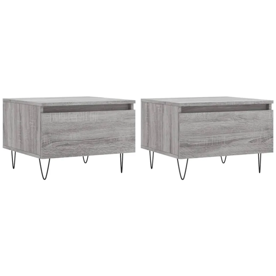 vidaXL Salontafels 2 st 50x46x35 cm bewerkt hout grijs sonoma eiken, foto 3