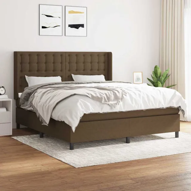 vidaXL Boxspring met matras stof donkerbruin 160x200 cm bruin