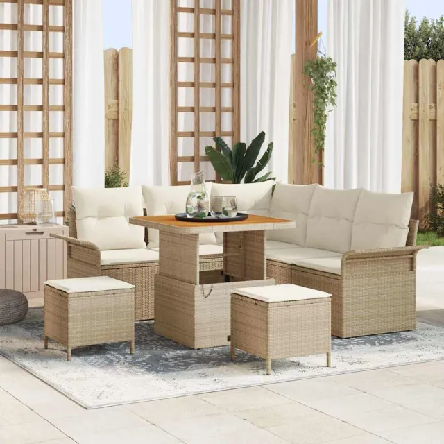 vidaXL Tuinbankenset 8 st Beige poly rattan, foto 2