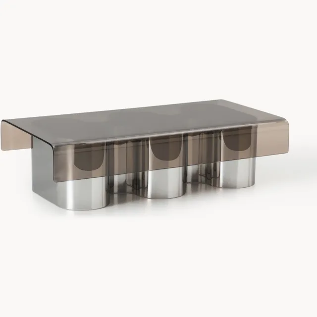 Westwing Collection Salontafel Jouri met glazen tafelblad Transparant, Bruin, Zilverkleurig