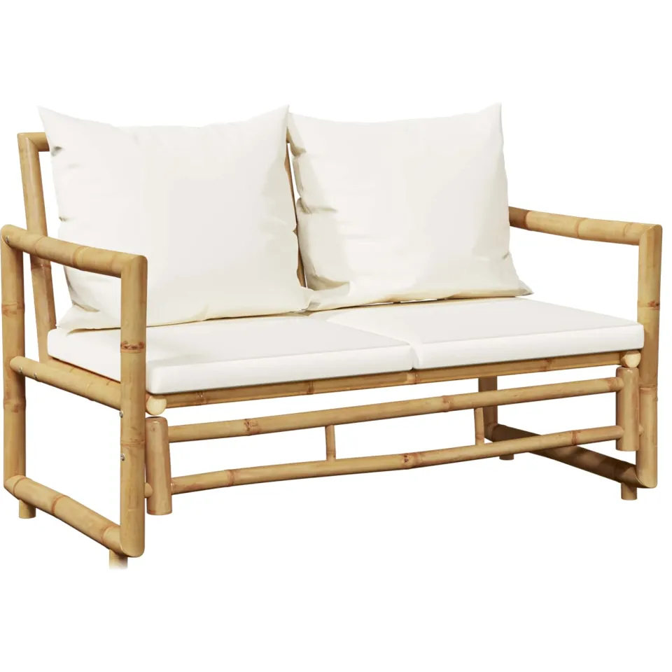 vidaXL 4-delige Loungeset met kussens bamboe Bruin