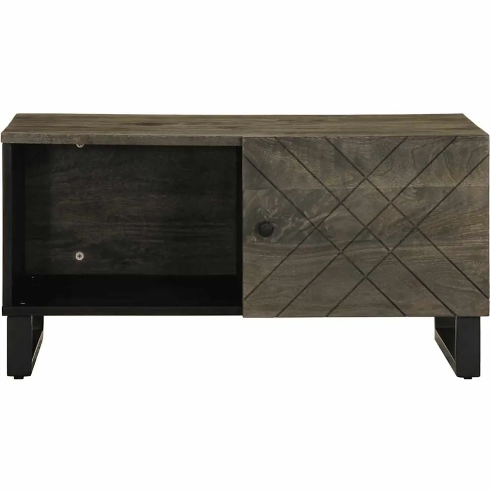 vidaXL Salontafel 80x50x40 cm massief mangohout zwart, foto 3