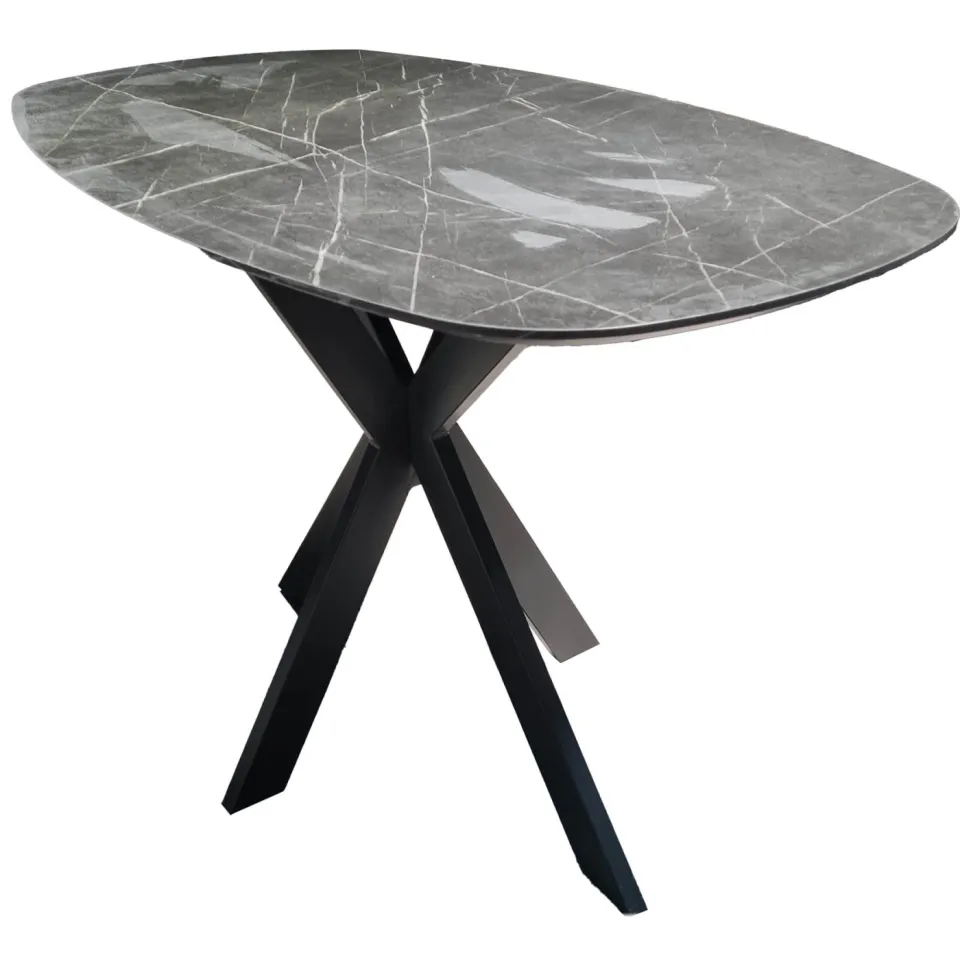 LifestyleFurn Deens Ovale Bartafel 'Kora' Keramiek look, 140 x 80cm 3d zwart bruin, foto 3