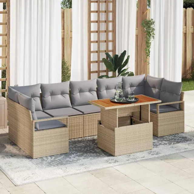 vidaXL Tuin Sofa Set 8 st 7-Aantal zitplaatsen Beige en Grijs