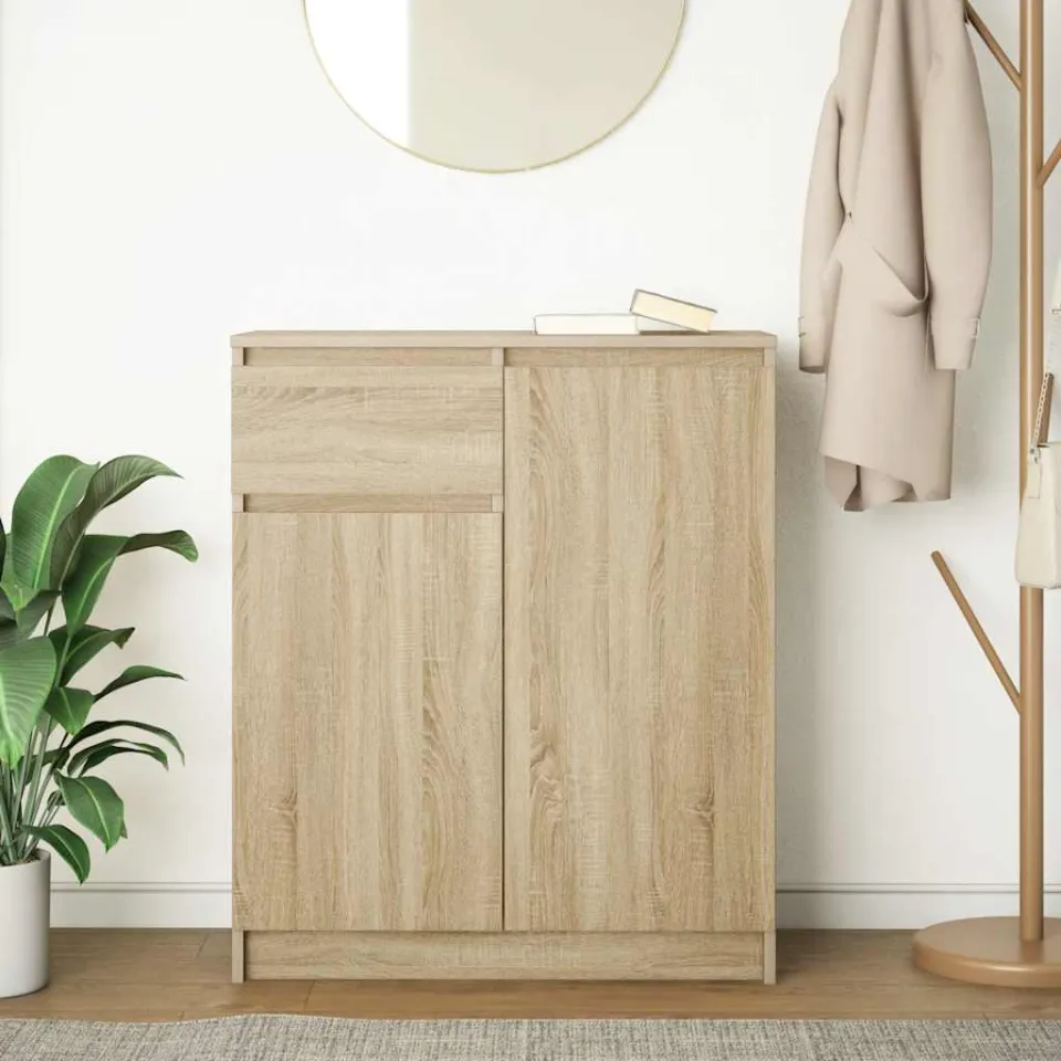 vidaXL Dressoir met lade 71x35x84 cm spaanplaat sonoma eikenkleurig, foto 2