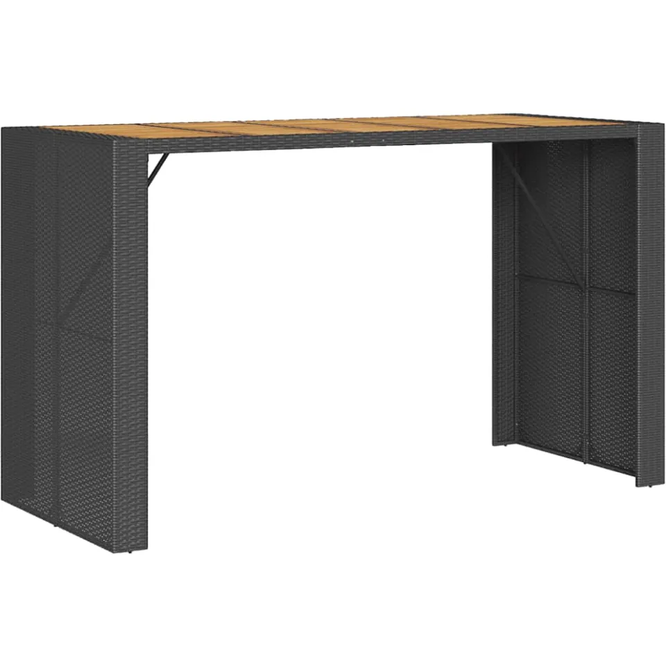 vidaXL 7-delige Tuinbarset zonder kussens poly rattan acacia zwart, foto 4