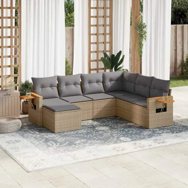 vidaXL Patio Sofa Set 7-zits Beige and Grey, foto 2