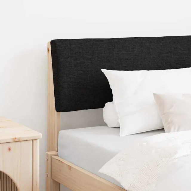 vidaXL Gestoffeerd hoofdbord Zwart 90 cm Massief grenenhout Bruin