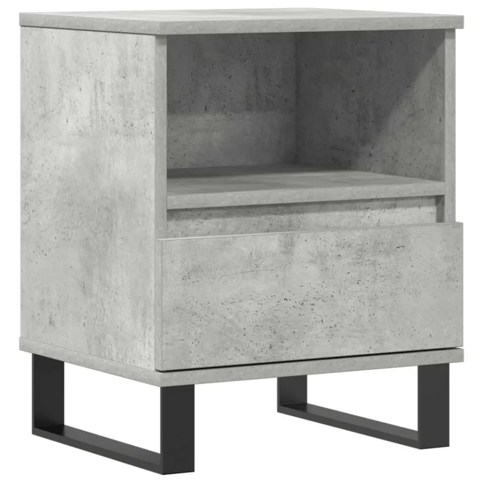 vidaXL Nachtkastje 40x35x50 cm bewerkt hout betongrijs grijs, foto 3