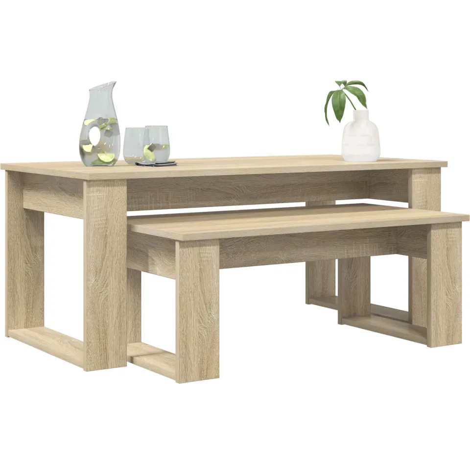 vidaXL Koffietafel Set 2 st Sonoma Eiken 100 x 50 x 42 cm Bewerkt hout Bruin