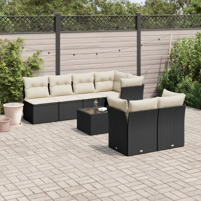 vidaXL 8-delige Loungeset met kussens poly rattan zwart, foto 2