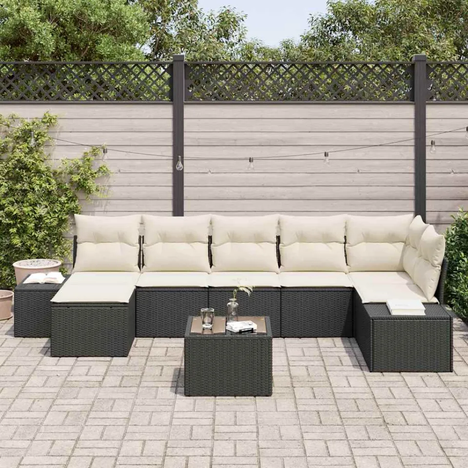 vidaXL Tuin Sofa Set 8 st Zwart poly rattan, foto 3