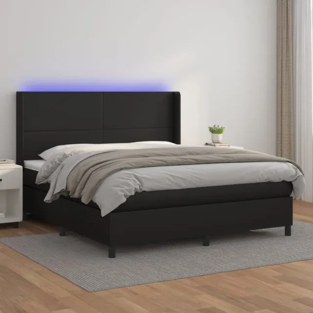 vidaXL Boxspring met matras en LED kunstleer zwart 160x200 cm