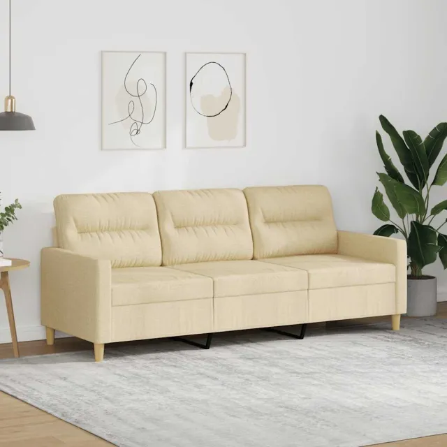 vidaXL Driezitsbank 180 cm stof crèmekleurig
