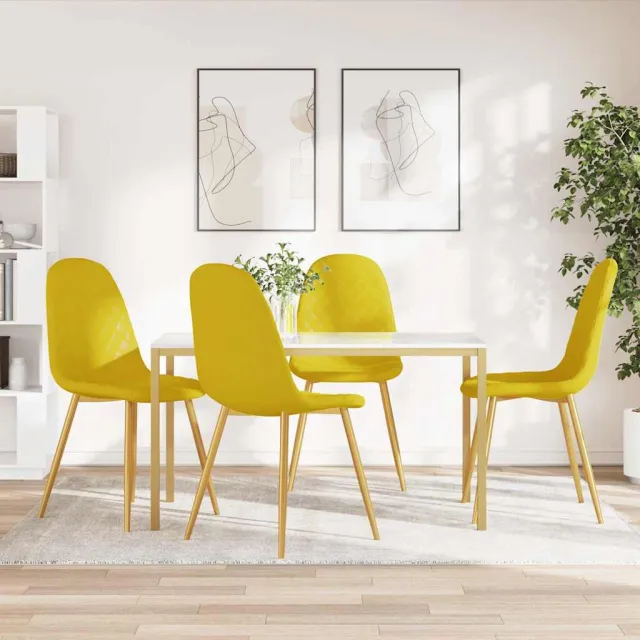 vidaXL Eetkamerstoelen 4 st fluweel mosterdgeel, foto 2