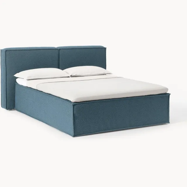 Westwing Collection Bouclé divan bed Lennon Blauw