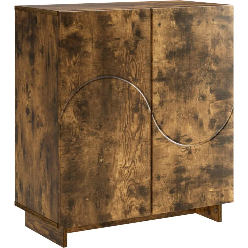 vidaXL Dressoir Gerookt eiken 67 x 34,5 x 75 cm Bewerkt hout, foto 3