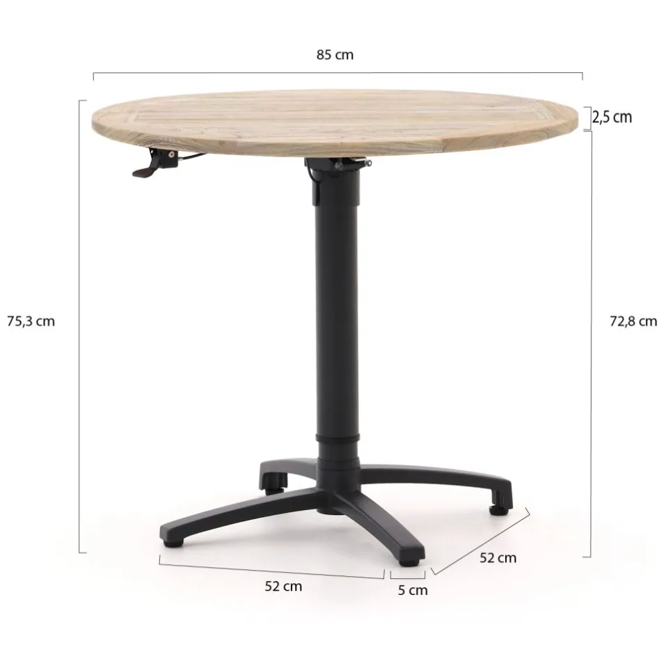Bellagio tuinmeubelen Bellagio Canzo klaptafel Ø85 (h:73/109cm) verstelbaar zwart, foto 2