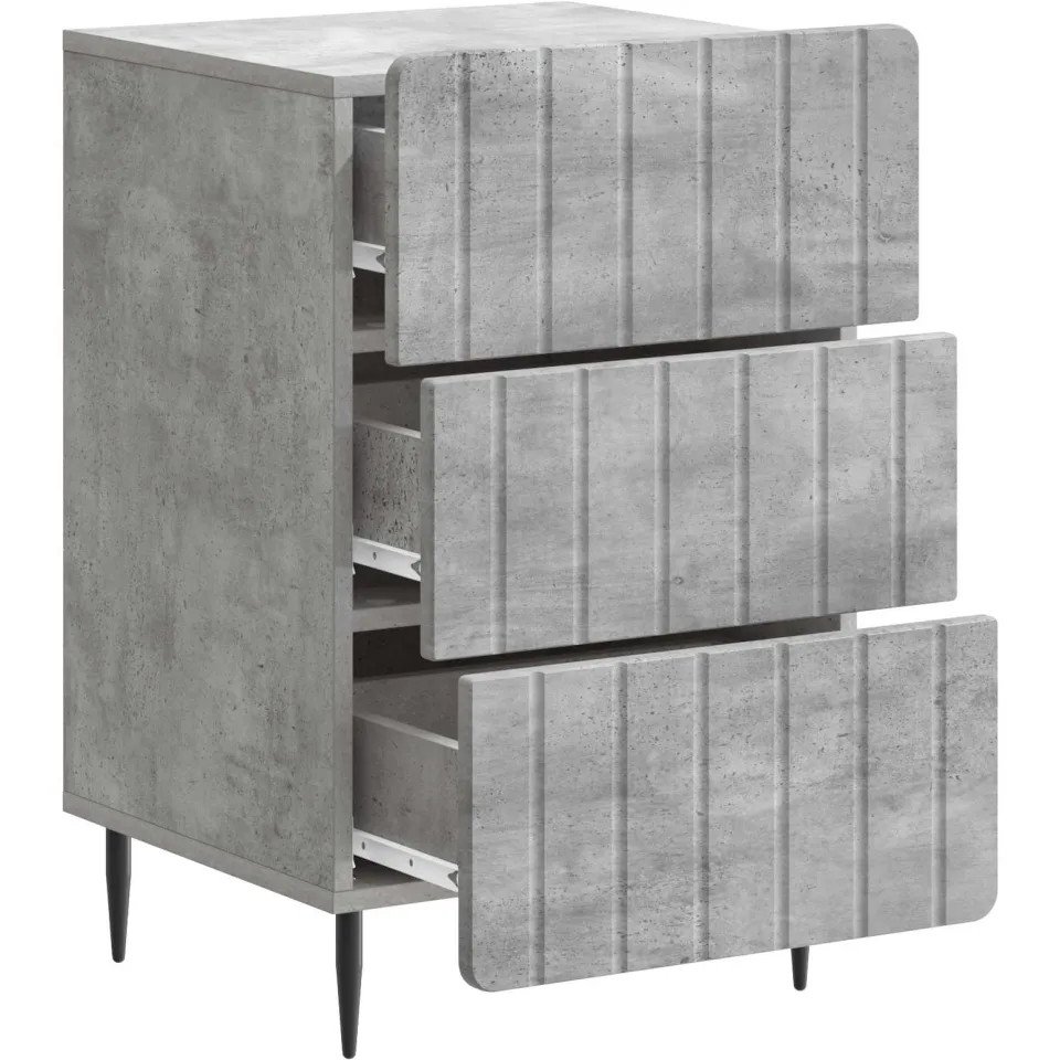vidaXL Nachtkastje met lade Betongrijs 43x 41 x 68 cm Bewerkt hout grijs, foto 3