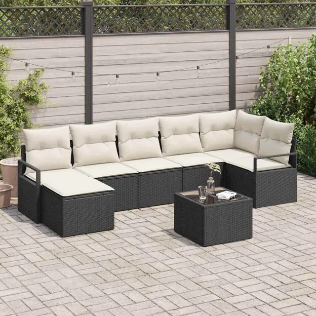 vidaXL Bankstel 8 st Zwart poly rattan, foto 2