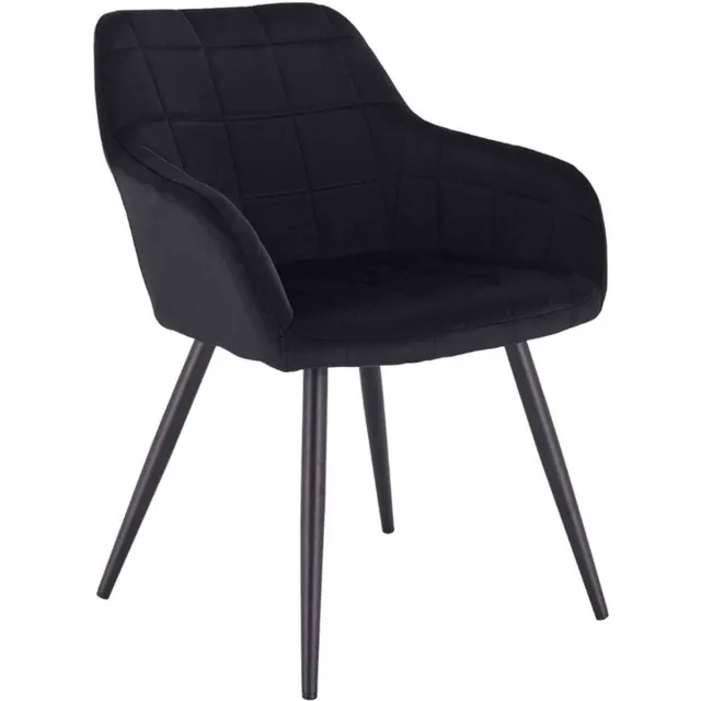 Bolt Edge Eetkamerstoel Velvet - Zwart - Fauteuil - Met Armleuning - Woonkamerstoel