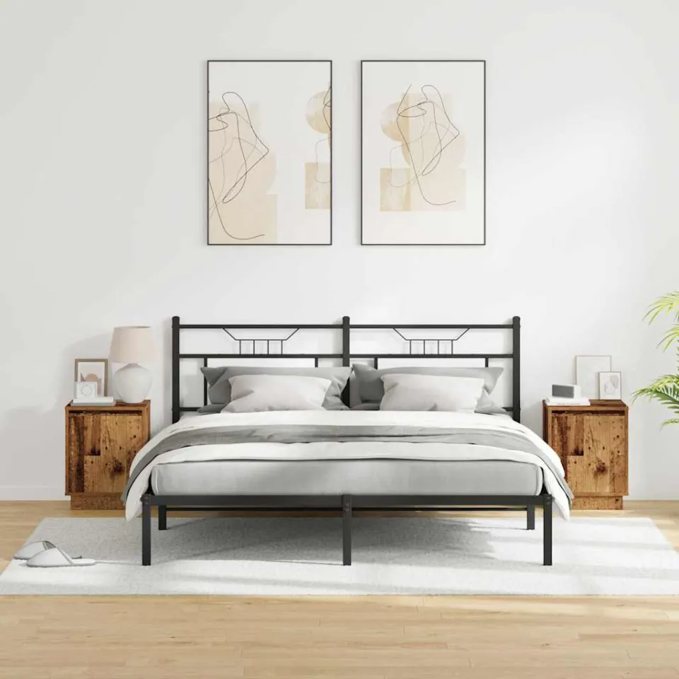 vidaXL Nachtkastje 2 st Oudhout 39 x 34,5 x 50 cm Bewerkt hout bruin, foto 4