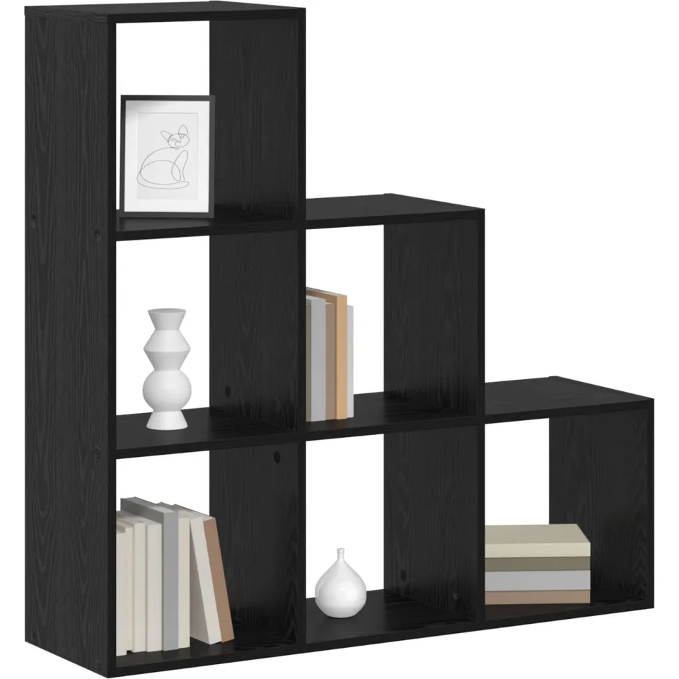 vidaXL Kamerscherm Boekenkast 6-laags 99 x 29 x 99 cm Bewerkt hout Zwart