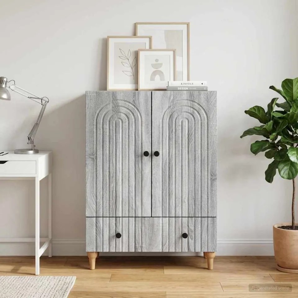 vidaXL Dressoir Grijs sonoma 66 x 34,5 x 95 cm Bewerkt hout, foto 3