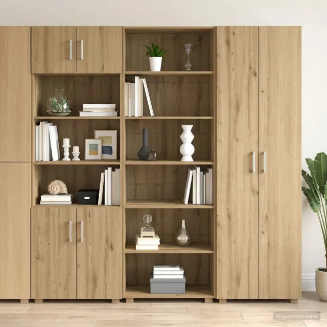 vidaXL Dressoir Artisanaal eiken 70 x 41 x 185 cm Bewerkt hout Bruin