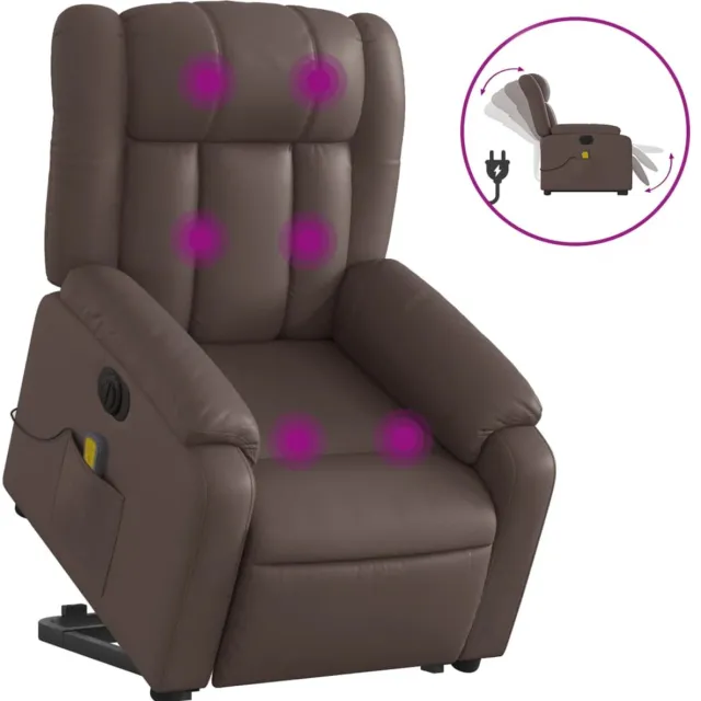 vidaXL Sta-op-massagestoel - elektrisch - kunstleer - bruin