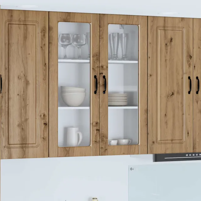 vidaXL Wandglas cabinet PORTO Artisanaal eiken 80 x 31 x 100 cm Bruin