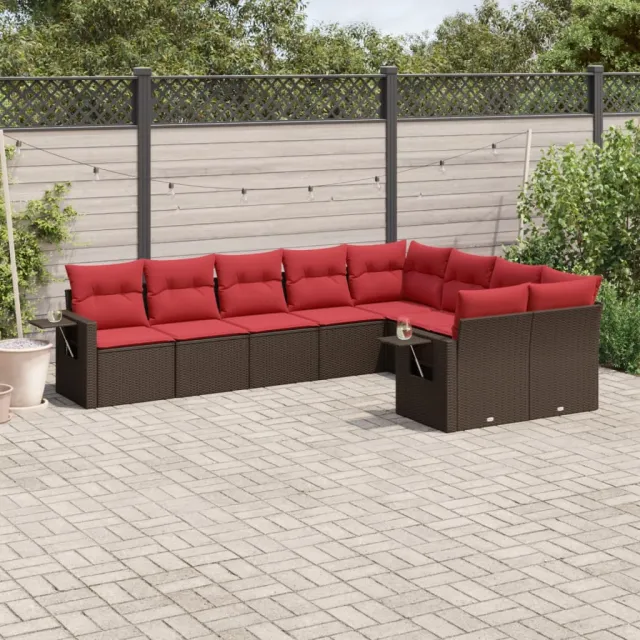 vidaXL 9-delige tuinbankset met kussens, bruin polyrotan, foto 2