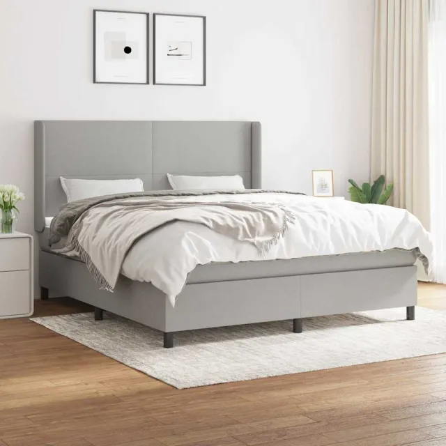 vidaXL Boxspring met matras stof lichtgrijs 160x200 cm grijs