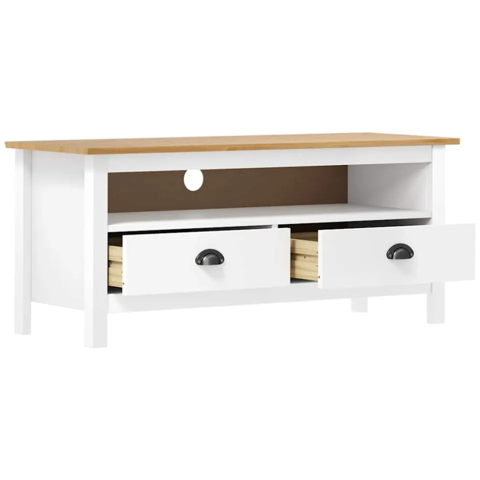 vidaXL Tv-meubel Hill 110x40x47 cm massief grenenhout wit, foto 3