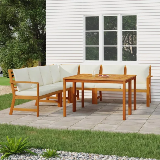 vidaXL 7-delige Tuinset met kussens massief acaciahout bruin, foto 2