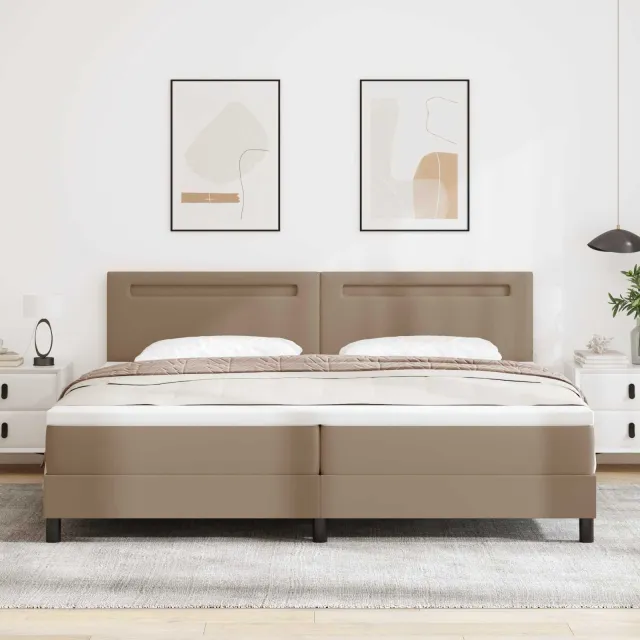 vidaXL Boxspringbed met hoofdeinde Cappuccino 200 x 200 cm Kunstleer Bruin