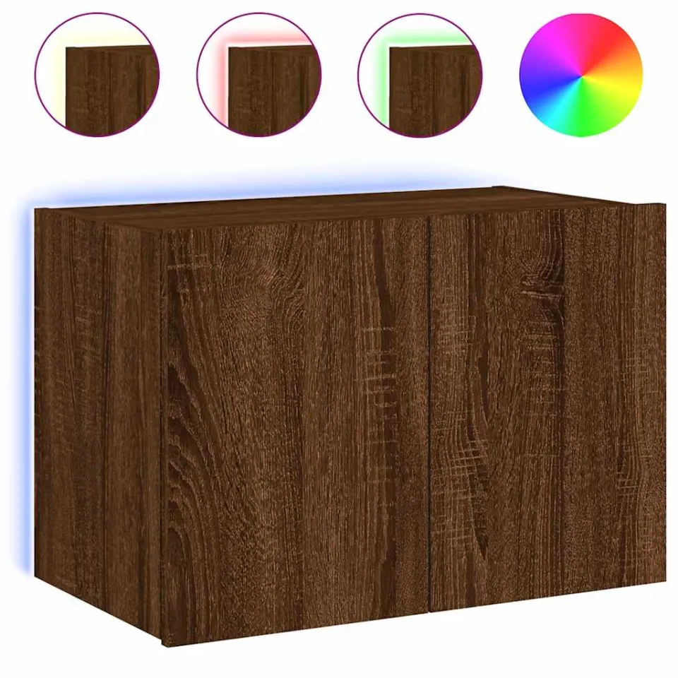 vidaXL Tv-wandmeubel met LED-verlichting 60x35x41 cm bruin eikenkleur, foto 3